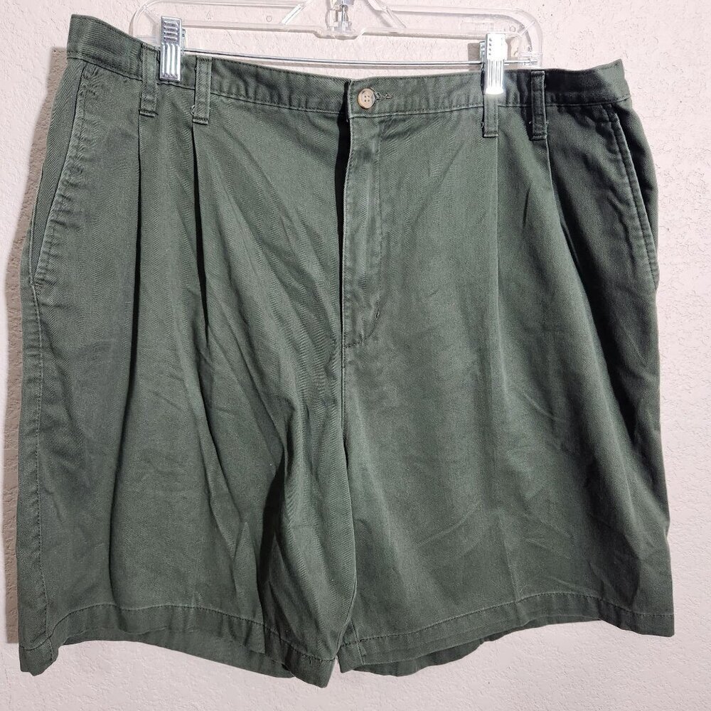 Puritan Shorts Mens Size 42 Olive Green Cotton Pleated Casual